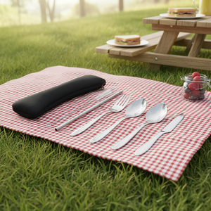 Set di posate riutilizzabili in acciaio inossidabile da 4 pezzi per uso quotidiano - Product Image 3