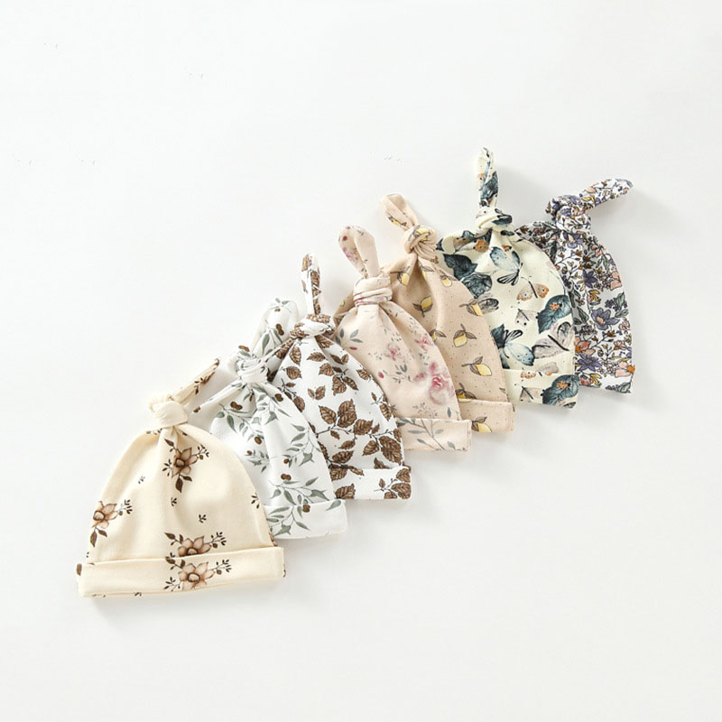 Шапка-бини с цветочным принтом для мальчиков и девочек 0-12 месяцев