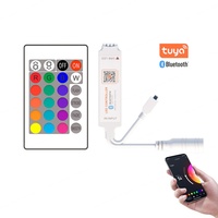 Pengontrol LED Strip Nirkabel Pintar BT Tuya Mini 5-24V APP Remote Kontrol IR 24 Tombol 3-Kanal 6A 144W Beban Maks PWM RGB 20m Garansi 2 Tahun