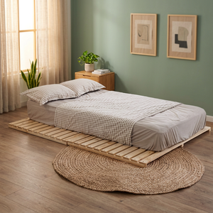 Solid Wood Foldable Extendable <b>Queen</b> Platform <b>Bed</b> <b>with</b> <b>Storage</b>-Minimalist Design for Home & Hotel Use - Product Image 3