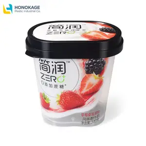 Wholesale Frozen Yogurt Cup Iml Pp With Lip Yogurt 340g Reuse Pp Cup Plastic Food Customized OEM Oval Pot De Glace En Plastic