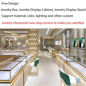 משלוח חינם חדש סגנון תכשיטי תצוגת Tabley חנות זכוכית ארון מסגרת אורות ראווה תכשיטי חנות