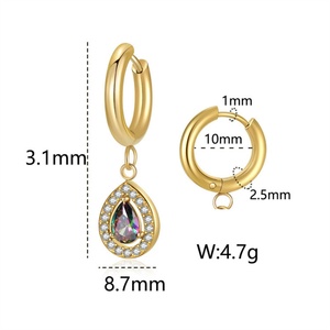 Boucles d'oreilles créoles populaires pour femmes, dorées, avec strass colorés - Product Image 6