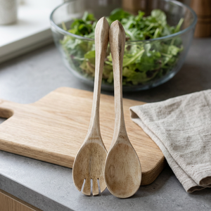 Wood <b>Salad</b> Servers Set Eco-Friendly Dishwasher Safe Manual <b>Salad</b> <b>Tools</b> - Product Image 2