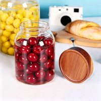 Grand pot en verre JM de 1 gallon avec couvercle hermétique en bois, lot de 2, pour farine, spaghetti, pâtes, poudre, thé, café