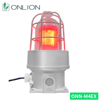 ONN M4EX Explosionsgeschützte LED-Warnleuchte IP66 Dreifarbig RYG Max. 100dB Summer-Alarmleuchte DC24V Aluminiumlegierung für Hafentechnik
