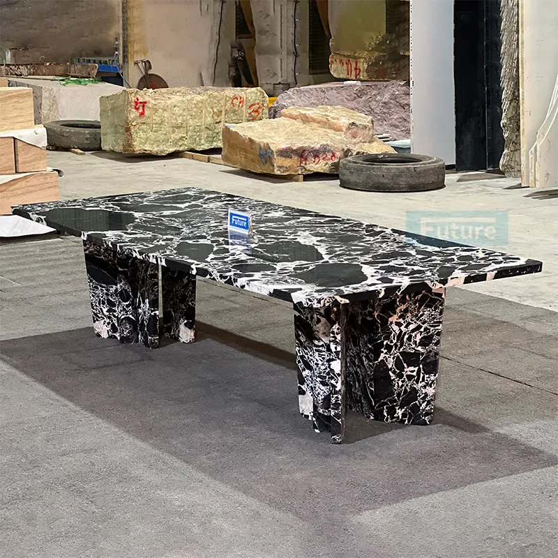 Hochwertiger Großhandel moderner rechteckiger Tisch lässiger Esstisch fürs Wohnzimmer Stil Calacatta Viola Marmor Esstisch