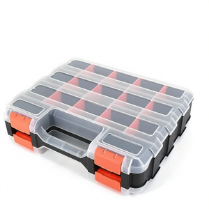 Boîte de rangement d'outils en plastique étanche à 17 compartiments, organiseur de quincaillerie double face pour petites pièces - Bac avec séparateurs amovibles - Product Image 1