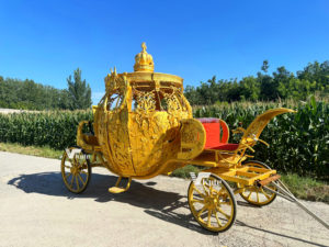 Chariot de Mariage Cendrillon Citrouille Dorée en Métal - Transport Spécial à Vendre - Product Image 5
