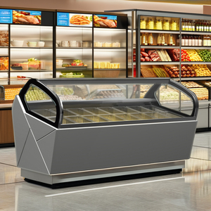 Vetrina Refrigerata Commerciale per Gelato Italiano 220V Monotemperatura con <span class=keywords><strong>Porta</strong></span> in Vetro LED per Esposizione Gelati e Dessert - Product Image 1