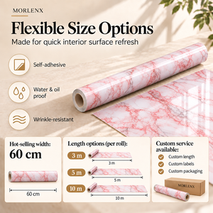 Carta da Parati Autoadesiva MORLENX Effetto Marmo Rosa, Impermeabile e Antiolio in PVC per Rinnovare Mobili e Piani di Lavoro della Cucina - Product Image 2