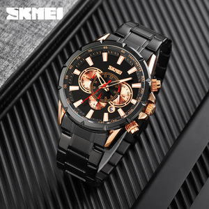 Skmei Men's Chronograph Watch Blue Steel Bracelet Analog Quartz With Tachymeter Calendar Luminous 30M Waterproof - Product Image 2