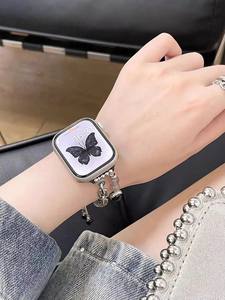 Bracelet de montre en métal pour <span class=keywords><strong>Apple</strong></span> <span class=keywords><strong>Watch</strong></span> pour Iwatch87se, <span class=keywords><strong>pendentif</strong></span> sirène à la mode, cristal, perle, haut de gamme - Product Image 5