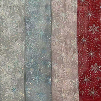 Tissu en maille brodé de paillettes flocon de neige de luxe, tulle irisé brillant pour robe de soirée de Noël, robe de mariée, vêtements, vente en gros