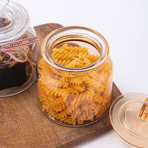 Frasco de Vidrio Transparente Ámbar de 22 oz con Tapas <span class=keywords><strong>en</strong></span> Forma de Corazón para Pasta, Granos de Café, Hojas de Té, Cereales, Especias, Harina, Azúcar - Product Image 4