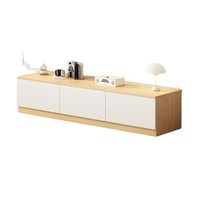 Meuble TV et table basse modernes en bois massif avec espace de rangement pour petit appartement, mobilier de salon