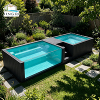 Villa élégante pour propriétaires, jacuzzi extérieur durable avec panneaux transparents, spa en fibre de verre, piscine hors sol en conteneur.
