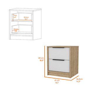 Washington Nightstand Two Large <b>Drawers</b> <b>Storage</b> Cabinet Bedroom Furniture - Product Image 3
