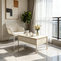 Meubles de salon, table basse et meuble TV modernes de luxe en verre blanc et noir avec rangement