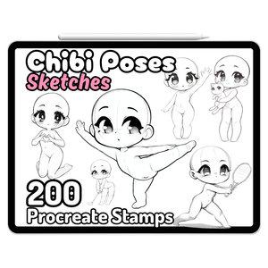 OEM ODM Anime Procreate : Poses Chibi, Esquisses de Base, Gesta de Mains, Tampons de Personnages Kawaii, Guide de Pinceaux, Personnages Mignons (Femmes, Filles, Animaux de Compagnie, en Action) - Product Image 1