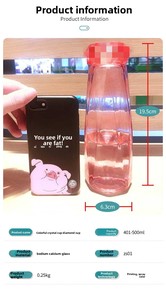 Ly nước di động chất lượng tuyệt hảo, bình nước quảng cáo, ly thủy tinh cao cấp dành cho nữ, 420ml, có thể tùy chỉnh - Product Image 6