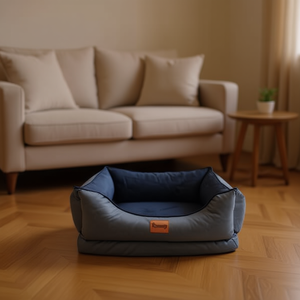 Set di Tre Cucce per Cani con Tecnologia Sponge Bottom in Tessuto e Cristallo Super Morbido, Letti per Animali Blu - Product Image 3