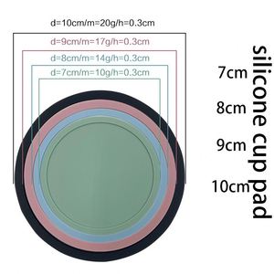 Custom Logo 10cm Non Slip Heat Resistant Waterproof Coaster Round Rubber Soft <b>Silicone</b> Cup Coaster for Drink - Product Image 2