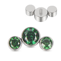 G23 titanio roscado internamente 16G Asscher corte circón cartílago oreja Stud pendiente Top Labret labio cuerpo Piercing joyería