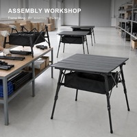 Table de camping pliante en aluminium, hauteur réglable, avec sac de rangement en filet - Utilisation pour le camping, la plage, les pique-niques, la chasse et les sorties en plein air