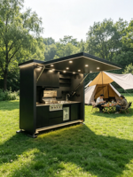 Cuisine extérieure modulaire Skyacross Container Factory : station de grillade, armoire de rangement, évier, pod BBQ professionnel pré-assemblé