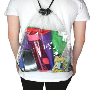 Custom Logo PVC Clear Drawstring Backpack Sports Pack for Sports Transparent Rucksack Promotional Drawstring Sportpacks