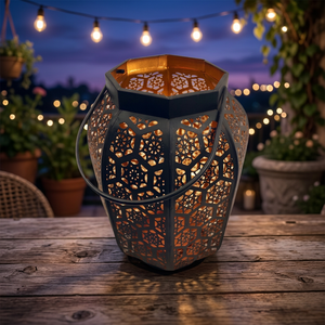 Luxury <b>Moroccan</b> Style Lantern with Antique Metal & Glass <b>Decorative</b> Candle Holder for International Buyers - Product Image 4