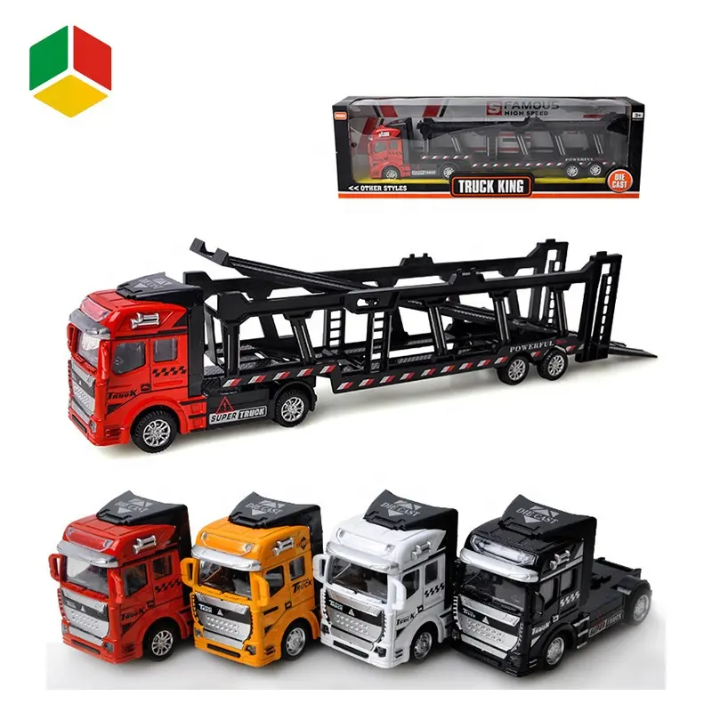 QS 1/50 Creative Gift Toy Diecast Alloy Pull Back Model Car For Collection Carriage Container Trailer Truck Toy Vehicle
