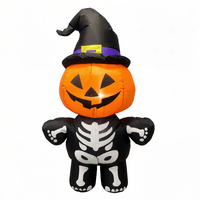 Luces LED Integradas para Exteriores, Decoraciones Duraderas para Fiestas de Halloween para Adultos, Calabaza Inflable de Poliéster, Sombrero de Bruja
