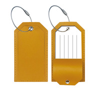 Étiquette d'identification durable en cuir PU pour valise avec fenêtre discrète et boucle en fil d'acier, vente en gros, personnalisable pour sac de voyage international