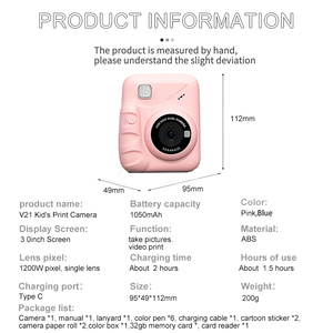 Instant Print Digitale Videocamera Voor Kinderen Peuter Verjaardagscadeaus Inkless En Plastic Materiaal Cmos Imaging Sensor - Product Image 5