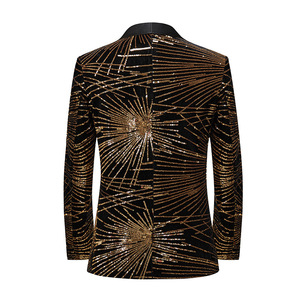 Veste de costume à paillettes dorées pour <span class=keywords><strong>homme</strong></span>, blazer, chanteur, scène, concert, bar, boîte de nuit, animateur, robe de soirée, costume de fête 2026 - Product Image 3