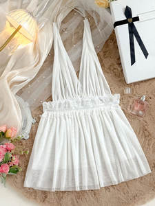 Chemise <span class=keywords><strong>de</strong></span> nuit élégante et sexy en dentelle et maille, <span class=keywords><strong>lingerie</strong></span> pour femmes, transparente, best-seller pour l'été - Product Image 6