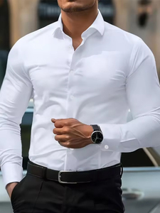 <span class=keywords><strong>Chemise</strong></span> habillée homme de qualité supérieure, coupe ajustée, manches longues, col classique, pour affaires et occasions décontractées, design élégant - Product Image 1