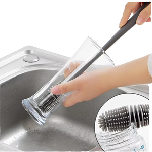 Palanca de Maniobra Larga 360 °   Cepillo de Esponja para Limpiar Botellas de Leche, Licuadoras y Cristalería, Herramienta de Limpieza Profunda que No Raya - Product Image 1