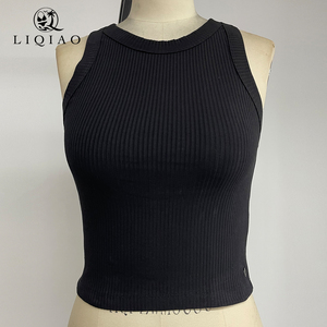 Tops de Yoga Cortos Acanalados de Alta Calidad al por Mayor para Mujer, Cuello Alto, Sin Mangas, Ajuste Delgado, Básicos - Product Image 4