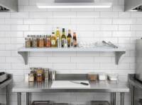 Commerciële catering opbergrekken roestvrij staal wandbank voedselbereidingsplank wandgemonteerde metalen opbergrek voor restaurant hotel
