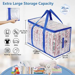 PP Woven Large Clothing Blanket Bed <b>Sheet</b> Toys Gifts Organizer Storage Bag Clear Zipper Moving Bags - Product Image 2