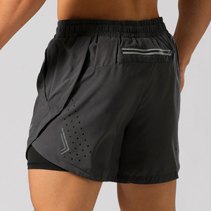 Jogger da corsa da uomo a doppio strato eleganti sport estivi traspiranti ad asciugatura rapida <span class=keywords><strong>con</strong></span> tasca sul retro pantaloncini Athleisure - Product Image 3