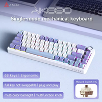 Ajazz AK690 Wired Mechanical Keyboard with Metal Knob, 68 Keys, Hot-Swappable, Suitable for Laptops/Pc Rainbow Light