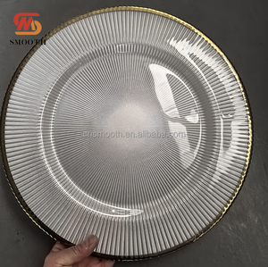 LISSE luxe 13 pouces <span class=keywords><strong>Transparent</strong></span> argent doré jante Design blanc plaque de <span class=keywords><strong>verre</strong></span> chargeur plaque <span class=keywords><strong>verre</strong></span> pour la décoration de Table de mariage - Product Image 6