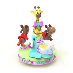 Hot Sale Cartoon Dierlijk Glasvezel Kiddie Ride Happy Fawn 3 Seats Kids Carrousel Amusement Munt Geëxploiteerd Kiddie Ritten Te Koop