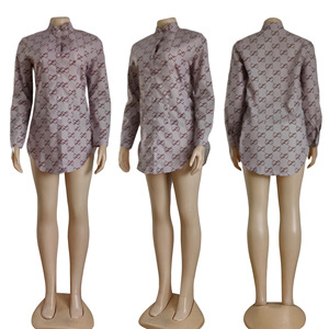 Camicetta da donna Casual semplice monopetto con stampa a temperamento monopetto - Product Image 5