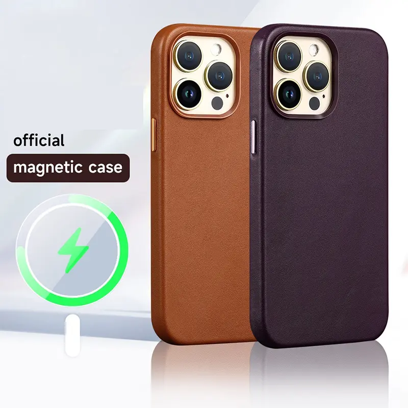 Funda de teléfono móvil magnética de cuero Original a prueba de golpes para iPhone 13/11/12 Xs funda de carga inalámbrica para iPhone 14 15 Pro Max