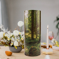 Urne funéraire moderne en bois écologique pour animaux de compagnie, avec dessus perforé et forme en goutte d'eau